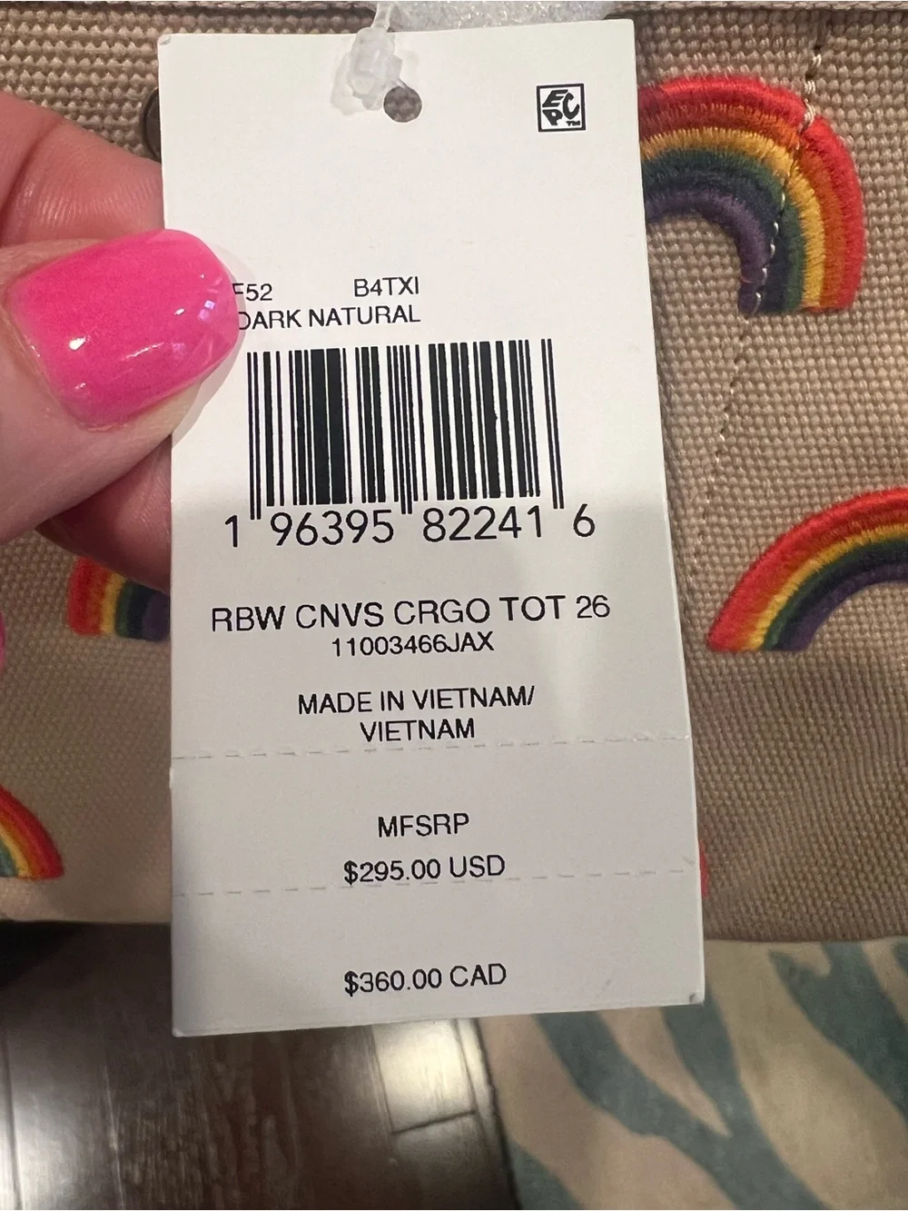 NWT Coach Rainbow Canvas Cargo Tote 26 - Picture 10 of 10